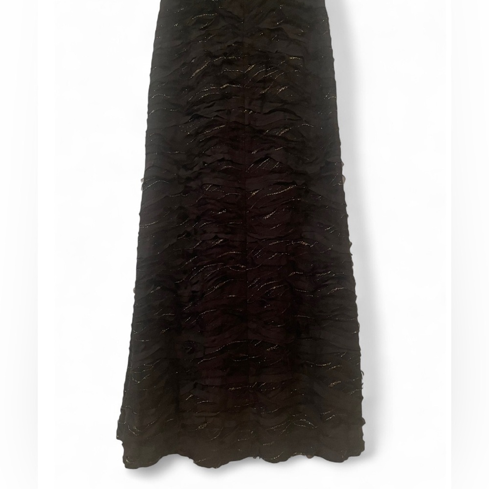 Tadashi Shoji Black Silk Overlay Dress Sz 12 Cocktail Formal Wedding Guest - Picture 5 of 9